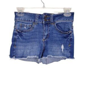 Mudd Flex Stretch Distressed Cutoff Denim Jean Shorts Size 1